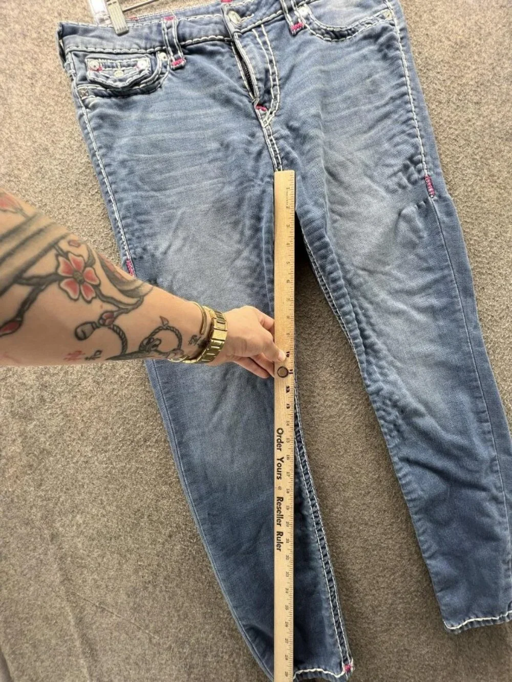 True Religion Super Skinny Jeans Mens 33 Blue Extra Slim Stretch Denim